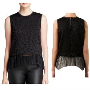 Elizabeth and James Womens Small Belford Top Black Laser Cut Sleeveless